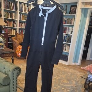 Xhilaration Black and White Button-Up Jumpsuit